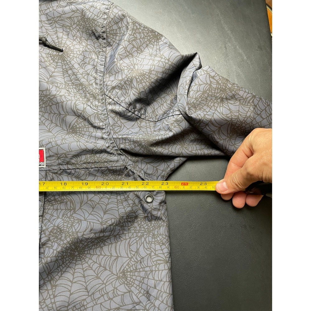 Lurking Class Anorak Windbreaker Mens Large Grey Hoodie Spider Web Print - Picture 4 of 7